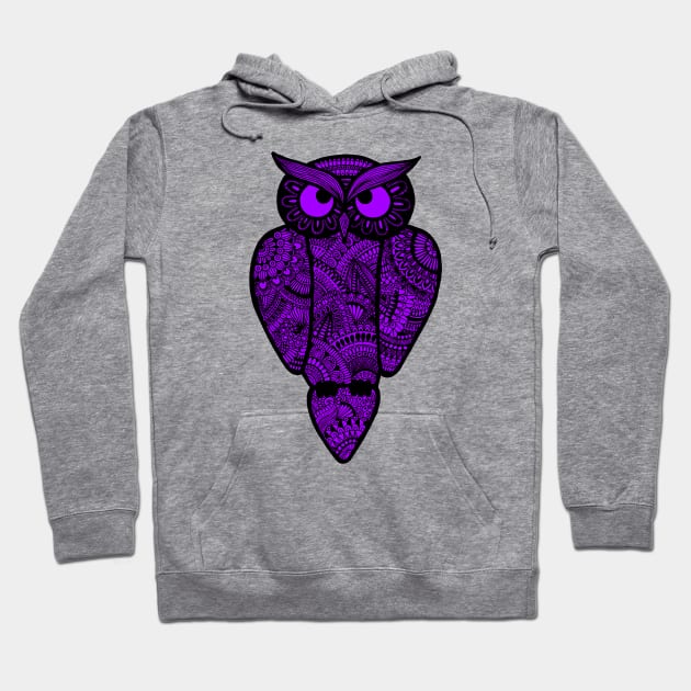 Purple Zentangle Owl Hoodie by calenbundalas